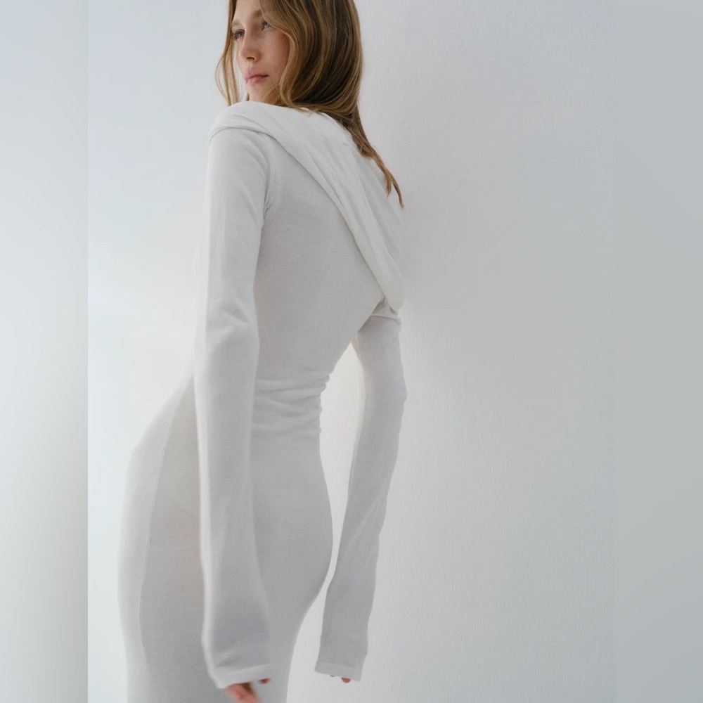 Aya Muse NWT White Long Sleeve scarf Dress new size S
